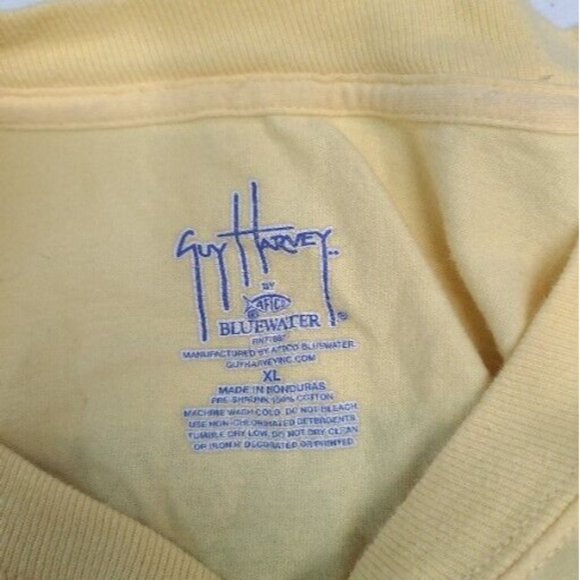 Guy Harvey T Shirt Mens Size XL Yellow Marlin Graphic Casual Short Sleeve - Picture 4 of 5